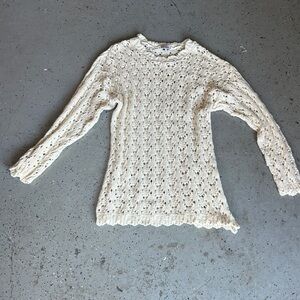 Women’s Cream Open-Knit Long Sleeve Sweater
